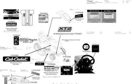 Label Map Diagram and Parts List for XT2-LX46KH (13YQA1CT010)(2016) Cub Cadet Lawn Tractor